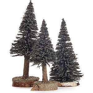 Small Figures & Ornaments Decorative Trees Spruce - Green - 3 pieces - 12 cm / 4.7 inch to 16 cm / 6.3 inch