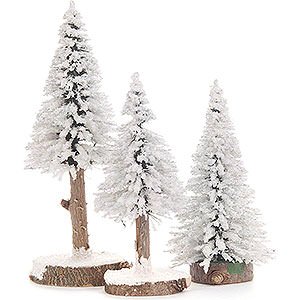 Small Figures & Ornaments Decorative Trees Spruce - White - 3 pieces - 12 cm / 4.7 inch to 16 cm / 6.3 inch