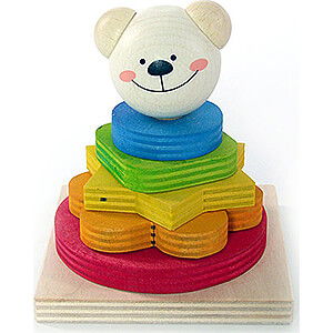 Wooden Toys Construction games Stacking Tower Bear Timi - 10 cm / 3.9 inch