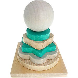 Wooden Toys Construction games Stacking Tower Nature Turquoise - 11 cm / 4.3 inch