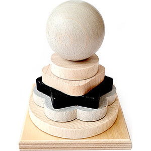 Holzspielzeug Bau- und Legespiele Stapelturm schwarz/grau - 12 cm