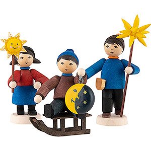 Kleine Figuren & Miniaturen ULMIK Winterkinder gebeizt Sternenkinder 3-teilig gebeizt - 7 cm
