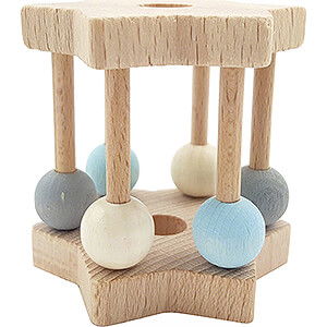 Holzspielzeug Fr die Kleinsten Sternrassel nature blue - 6,5 cm