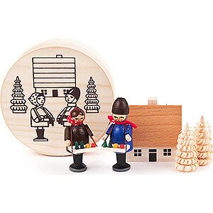 Small Figures & Ornaments Wood Chip Boxes Striezel Children in Wood Chip Box - 4 cm / 1.6 inch