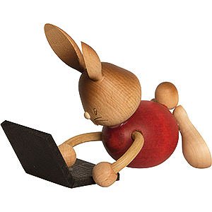 Kleine Figuren & Miniaturen Osterartikel Stupsi Hase mit Laptop - 12 cm