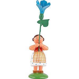 Small Figures & Ornaments WEHA Flower Children Summer Flower Girl with Blue Bindweed - 12 cm / 4.7 inch