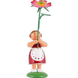 Small Figures & Ornaments WEHA Flower Children Summer Flower Girl with Dog Rose - 12 cm / 4.7 inch