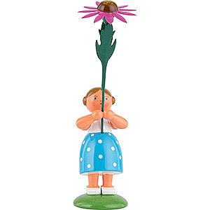 Small Figures & Ornaments WEHA Flower Children Summer Flower Girl with Purple Coneflower - 12 cm / 4.7 inch