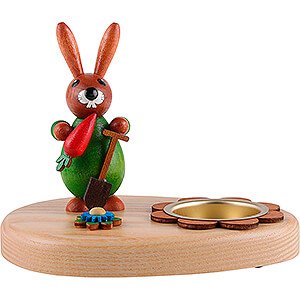 Small Figures & Ornaments Easter World Tea Light Holder - Bunny Green with Carrot - 10 cm / 3.9 inch