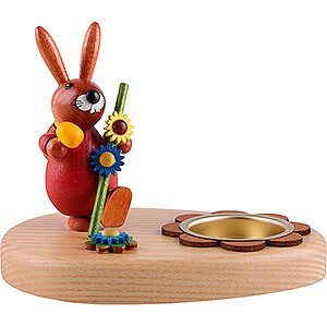 Small Figures & Ornaments Easter World Tea Light Holder - Bunny Wanderer Red - 10 cm / 3.9 inch