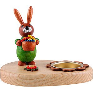 Small Figures & Ornaments Easter World Tea Light Holder - Bunny with Flowerpot - 10 cm / 3.9 inch