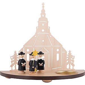World of Light Candle Holder Misc. Candle Holders Tea Light Holder - Seiffen Church with Carolers - Black - 16 cm / 6.3 inch