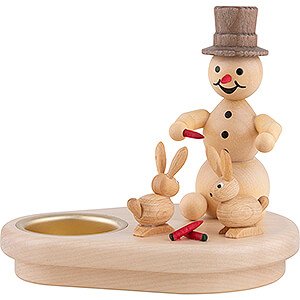 World of Light Candle Holder Misc. Candle Holders Tea Light Holder - Snowman with Bunnies - 12 cm / 4.7 inch