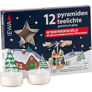 World of Light Candles Tea Lights for Christmas Pyramids, Premium Plus, 12 pcs.