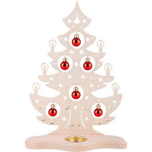Lichterwelt Kerzenhalter Sonstige Teelichthalter Weihnachtsbaum mit roten Kugeln - 30,5 cm