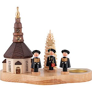 Lichterwelt Kerzenhalter Sonstige Teelichthalter mit Seiffener Kirche und Kurrende - 12 cm