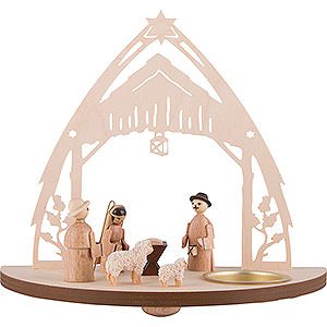 Lichterwelt Kerzenhalter Christi Geburt Teelichtleuchter Christgeburt mit Figuren - 16 cm