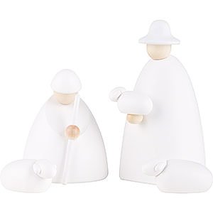 Small Figures & Ornaments Björn Köhler Nativity small white The Shepherds with Two Sheep, White - 12 cm / 4.7 inch