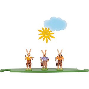 Small Figures & Ornaments Easter World Theme Platform for Modern Light Triangle - Bunnies - Colored - 49x12 cm / 19.3x4.7 inch
