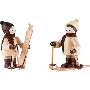 Kleine Figuren & Miniaturen Thiel-Figuren Thiel-Figur Kinder mit Ski - natur - 2-teilig - 5,5 cm