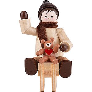 Kleine Figuren & Miniaturen Thiel-Figuren Thiel-Figur Winterkind mit Teddy auf Schlitten - 6 cm