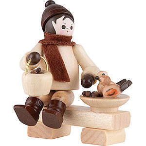 Small Figures & Ornaments Thiel Figurines Thiel Figurine - Boy on Bench with Birds - natural - 5,5 cm / 2.2 inch