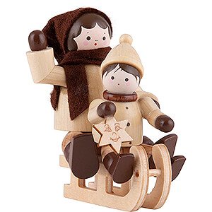 Small Figures & Ornaments Thiel Figurines Thiel Figurine - Sledge Lady with Child - natural - 5,5 cm / 2.2 inch