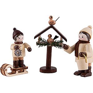 Small Figures & Ornaments Thiel Figurines Thiel Figurines - Bird Feeding - natural - Set of Three - 7 cm / 2.8 inch