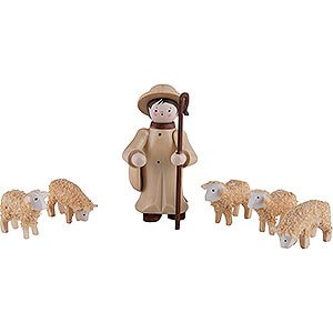 Small Figures & Ornaments Thiel Figurines Thiel Figurines - Shepherd with 5 Sheep - natural - 6 cm / 2.4 inch