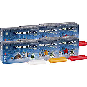 World of Light Candles Three-coloured Light Magic - JEKA Pyramid Candles in a Set of 6