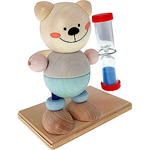 Wooden Toys Decoration and more Toothbrush Clock Bear Nature - 10 cm / 3.9 inch