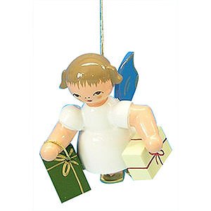 Tree ornaments Angel Ornaments Floating Angels - blue wings Tree Ornament - Angel with 2 Gifts - Blue Wings - Floating - 6 cm / 2,3 inch
