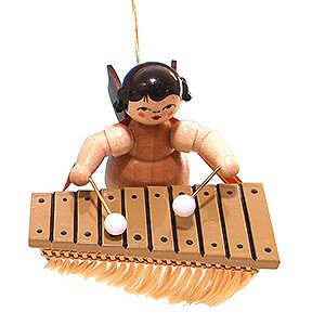 Tree ornaments Angel Ornaments Floating Angels - natural Tree Ornament - Angel with Bass Xylophone - Natural Colors - Floating - 5,5 cm / 2.2 inch