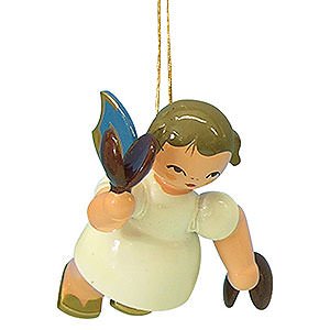 Tree ornaments Angel Ornaments Floating Angels - blue wings Tree Ornament - Angel with Castanet - Blue Wings - Floating - 5,5 cm / 2,1 inch