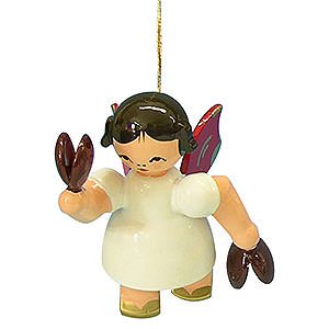 Tree ornaments Angel Ornaments Floating Angels - red wings Tree Ornament - Angel with Castanet - Red Wings - Floating - 5,5 cm / 2,1 inch