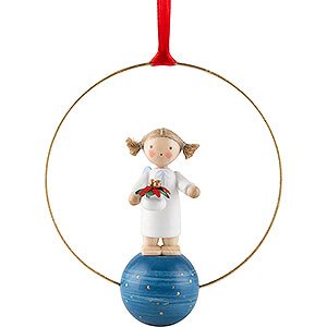 Angels Angel Ornaments Misc. Angels Tree Ornament - Angel with Christmas Flower - 7 cm / 2.8 inch