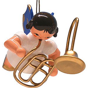 Tree ornaments Angel Ornaments Floating Angels - blue wings Tree Ornament - Angel with Contrabass Trombone - Blue Wings - Floating - 5,5 cm / 2.2 inch