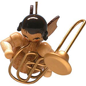 Tree ornaments Angel Ornaments Floating Angels - natural Tree Ornament - Angel with Contrabass Trombone - Natural- Floating - 5,5 cm / 2.2 inch