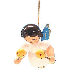Tree ornaments Angel Ornaments Floating Angels - blue wings Tree Ornament - Angel with Maracas - Blue Wings - Floating - 5,5 cm / 2.2 inch