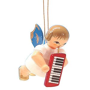 Angels Angel Ornaments Floating Angels - blue wings Tree Ornament - Angel with Melodica - Blue Wings - Floating - 5,5 cm / 2.2 inch