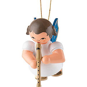 Tree ornaments Angel Ornaments Floating Angels - blue wings Tree Ornament - Angel with Recorder - Blue Wings - Floating - 5,5 cm / 2.2 inch