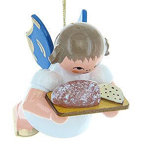 Tree ornaments Angel Ornaments Floating Angels - blue wings Tree Ornament - Angel with Stollen Plate - Blue Wings - Floating - 5,5 cm / 2.2 inch