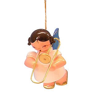 Tree ornaments Angel Ornaments Floating Angels - blue wings Tree Ornament - Angel with Trombone - Blue Wings - Floating - 5,5 cm / 2,1 inch