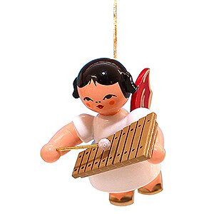 Angels Angel Ornaments Floating Angels - red wings Tree Ornament - Angel with Xylophone - Red Wings - Floating - 5,5 cm / 2.2 inch