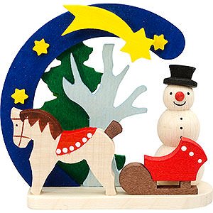 Tree ornaments Snowmen Tree Ornament - Arch and Snowman with Horse - 7 cm / 2.8 inch