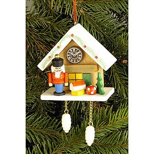 Tree ornaments Dwarfs & others Tree Ornament - Cuckoo Clock Brown with Nutcracker - 6,7x6,3 cm / 2.6x2.5 inch