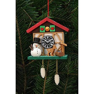 Tree ornaments Snowmen Tree Ornament - Cuckoo Clock Snowman with Well - 7,0x6,7 cm / 3x3 inch
