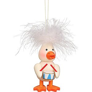 Tree ornaments Easter Ornaments Tree Ornament - Feather Duckling with Drum - 10 cm / 3.9 inch