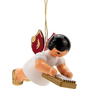 Angels Angel Ornaments Floating Angels - red wings Tree Ornament - Floating Angel with Kalimba - Red Wings - 5,5 cm / 2.2 inch