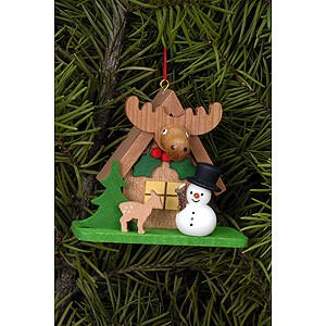 Tree ornaments Snowmen Tree Ornament - Forest House with Snowman - 7,1x6,2 cm / 2.8x2.4 inch